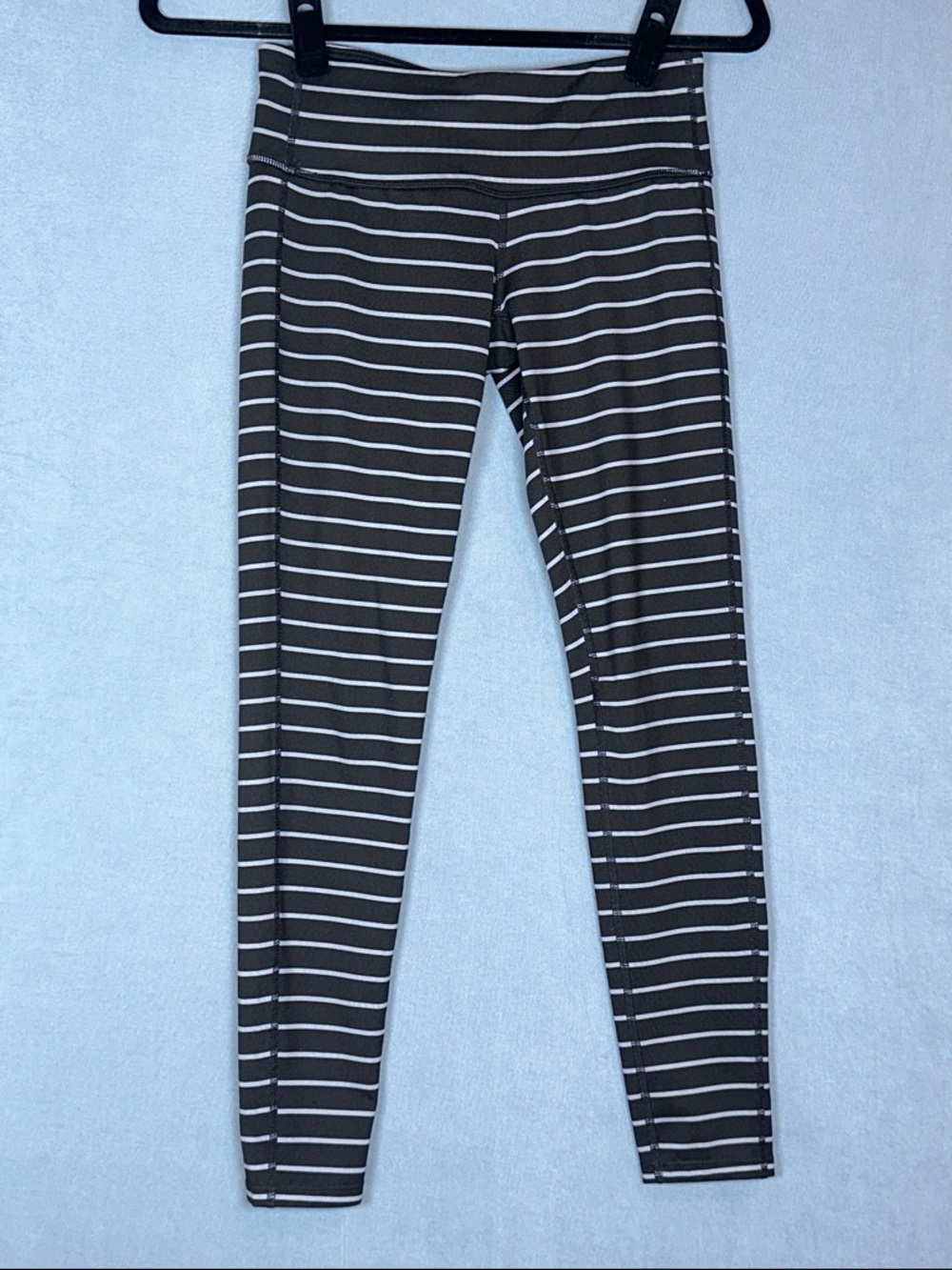 Athleta Striped Leggings Black White XS Petite High Rise Athletic